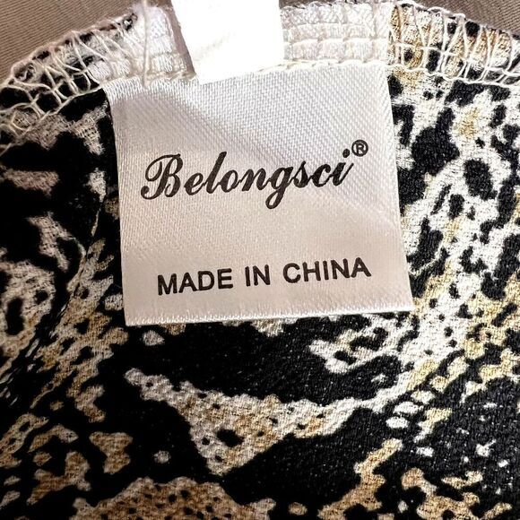 BELONGSCI Women's Loose Blouse Long Sleeved V-Neck Top Medium Animal Print - Picture 15 of 16